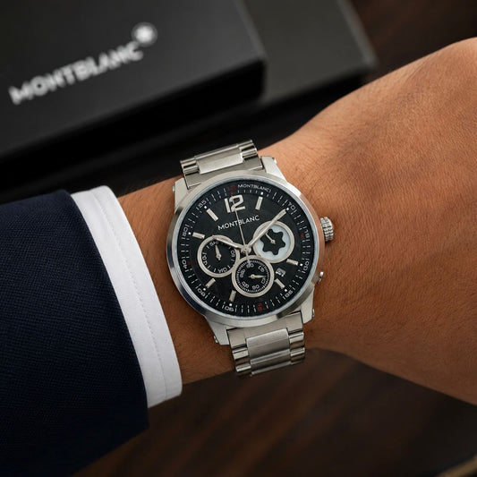 Silver Black Chronograph Watch