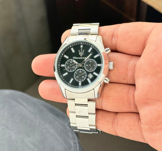 Silver Black Metal Watch