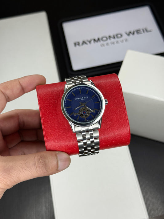 Silver Blue Automatic Metal Watch