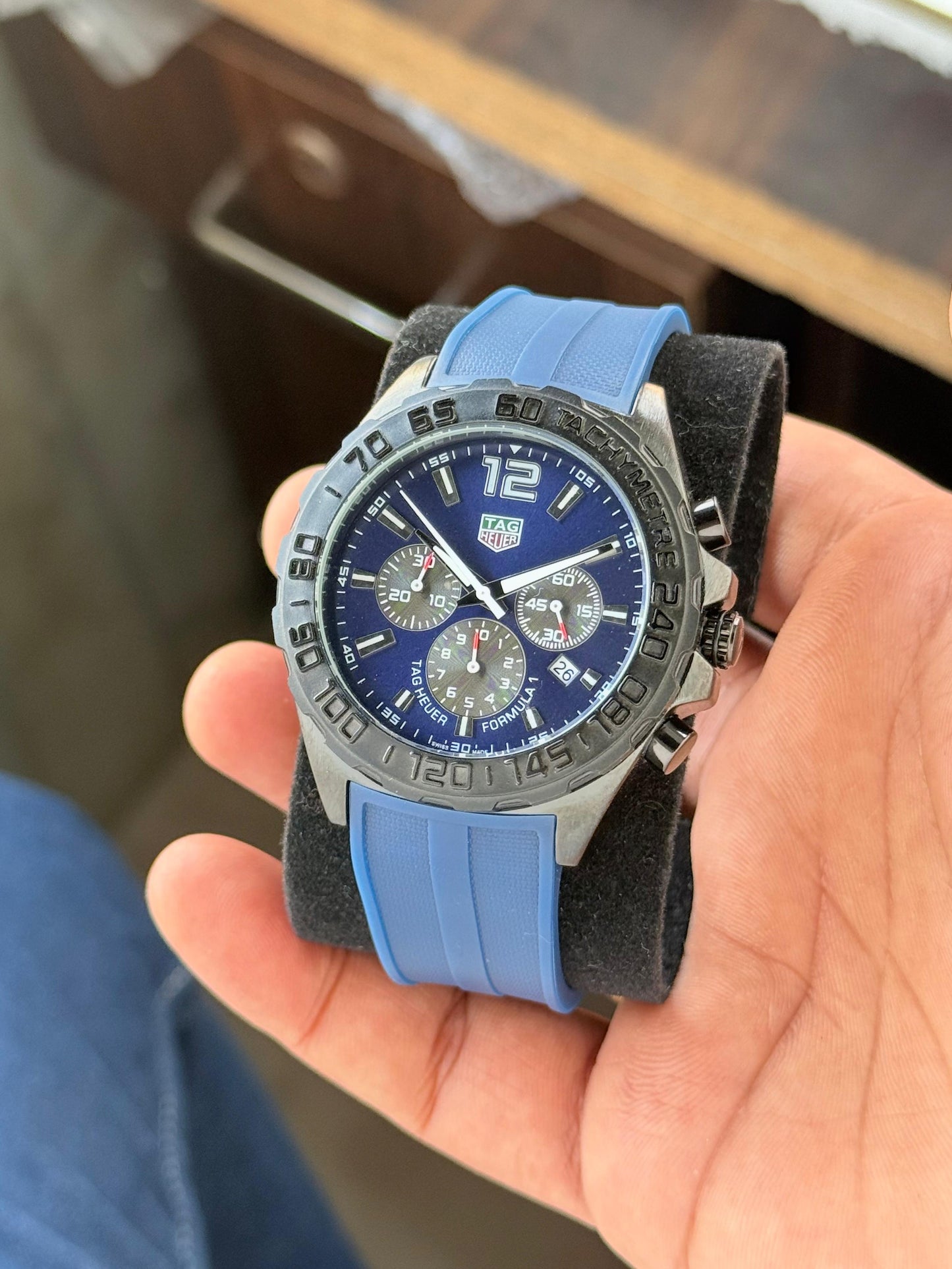 Blue Black Chronograph Watch