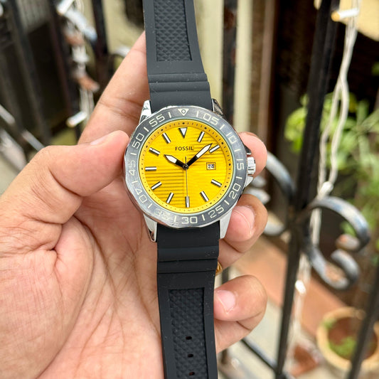 Black Yellow Fiber Watch