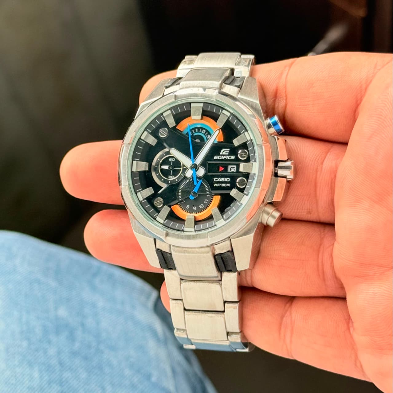 Silver Black Chronograph Watch