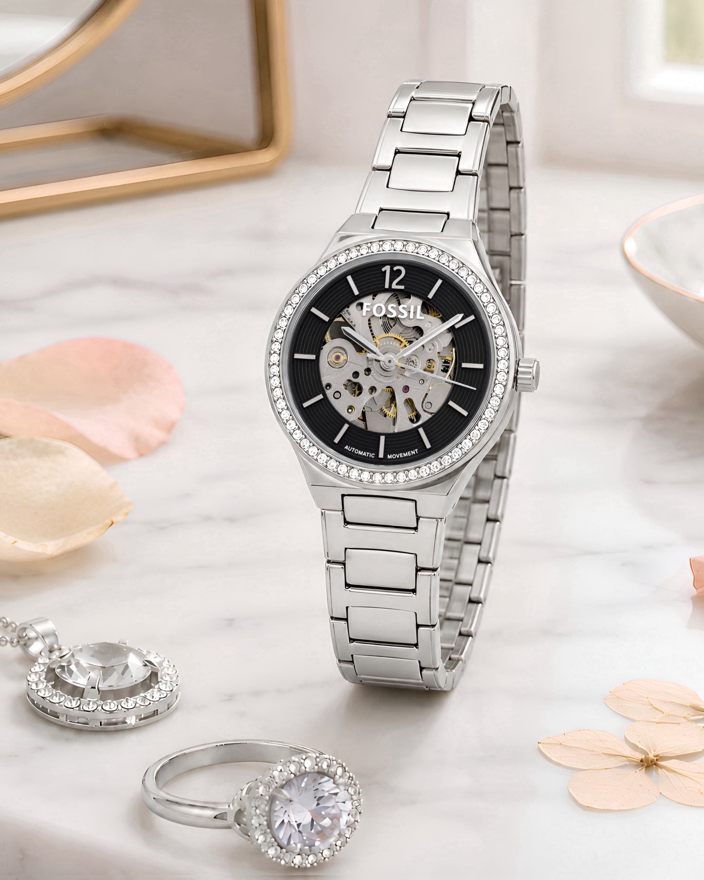 Silver Black Women's Automatic Watch