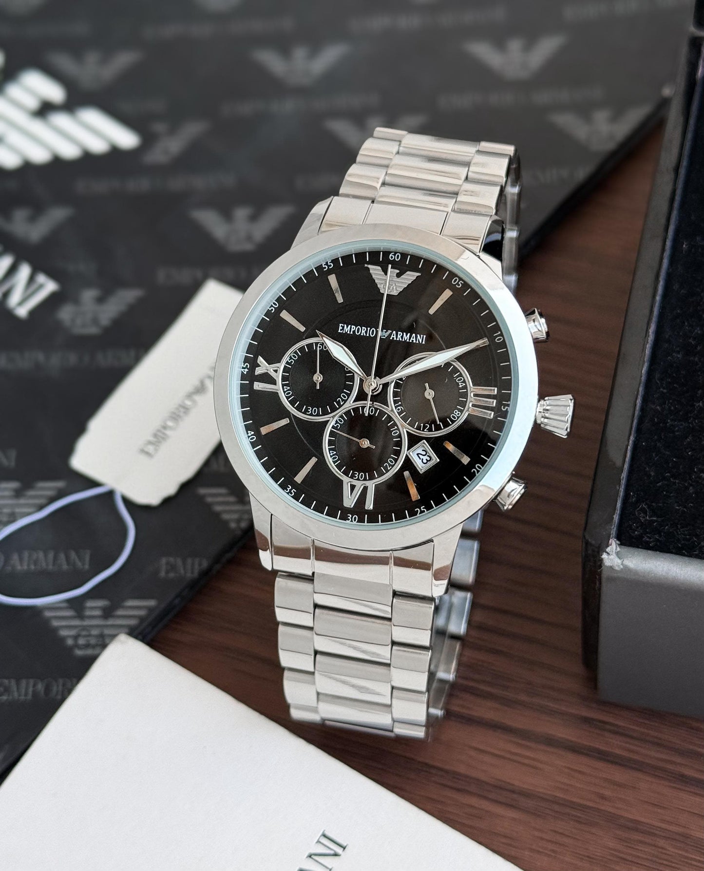 Silver Blue Chronograph Watch