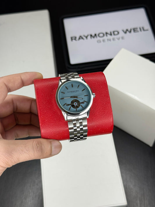 Silver Sea Blue Automatic Metal Watch