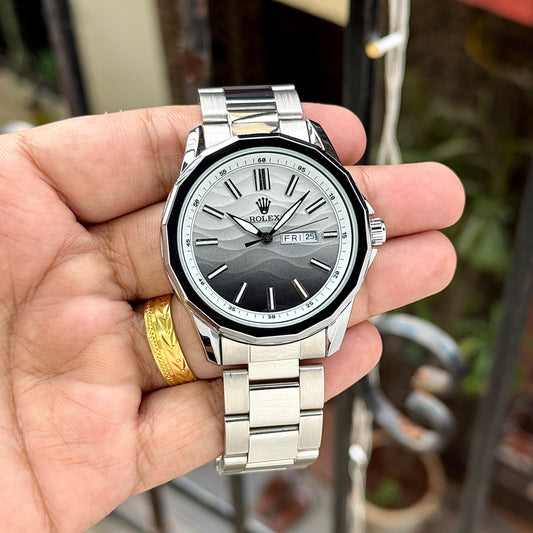 Silver Grey Day Date Watch