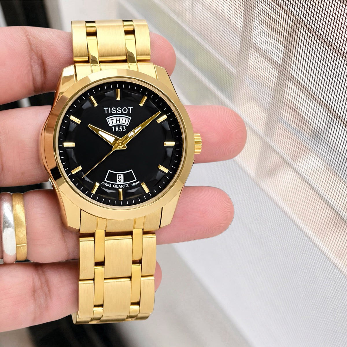 Gold Black Day Date Watch