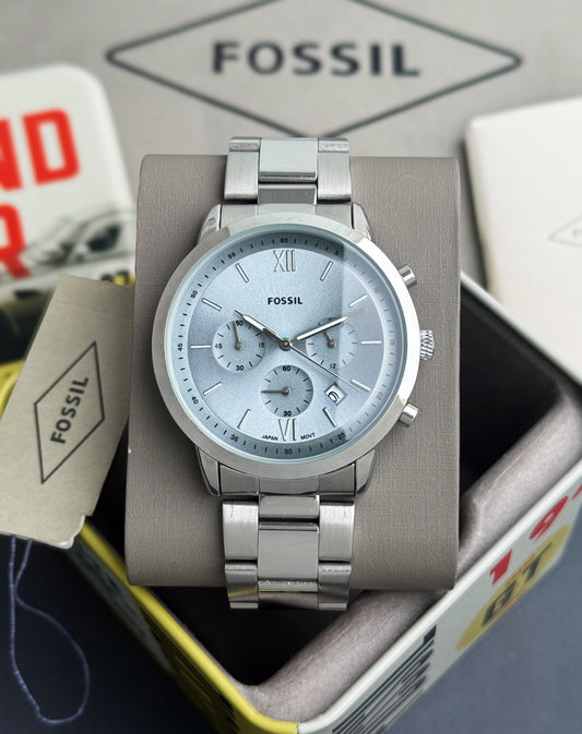 Silver Blue Chronograph Watch