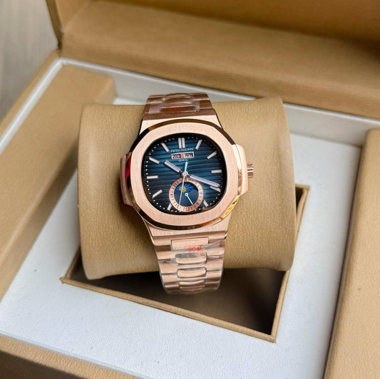 Rose Gold Blue Automatic Watch