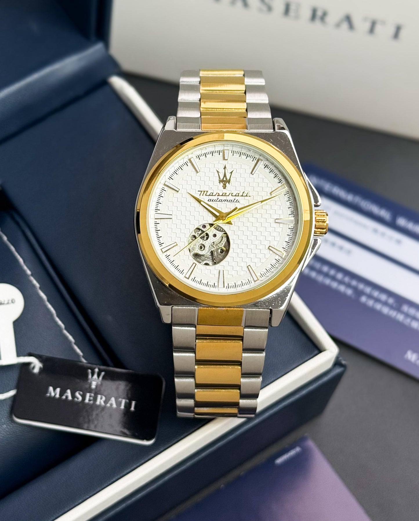 Gold Silver White Automatic Watch