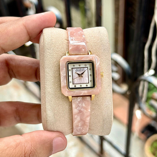 Pink White Acrylic Women’s Watch