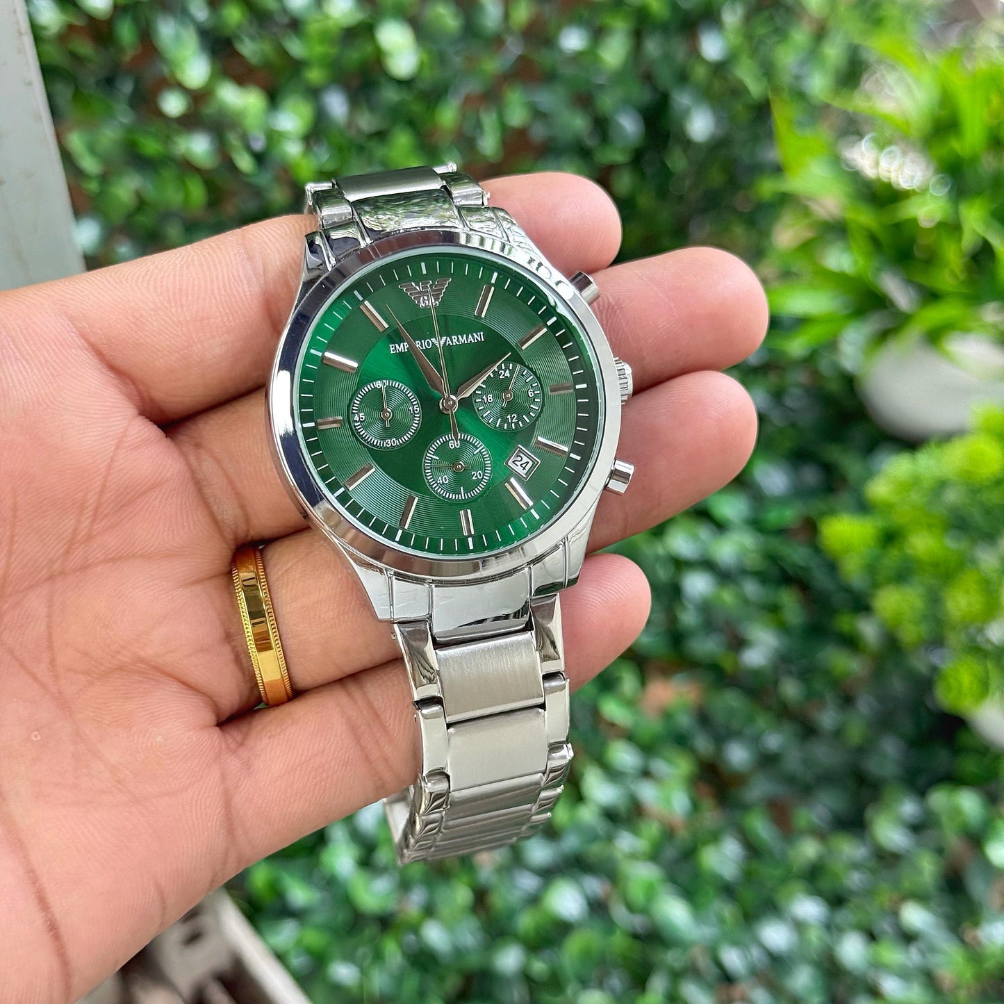 Silver Green Metal Watch