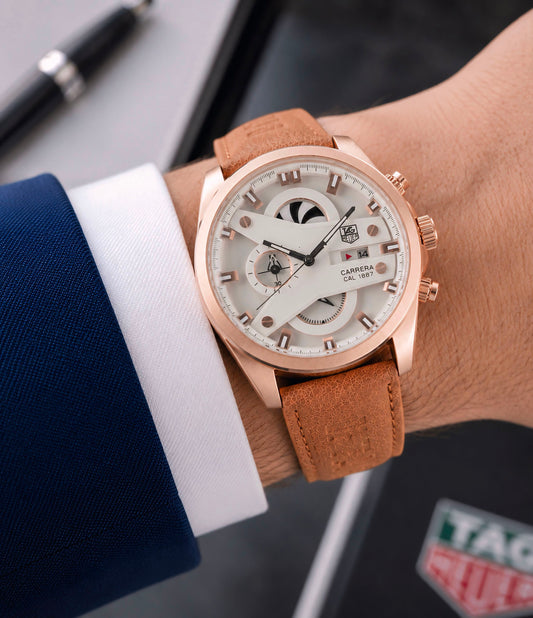 White Brown Leather Watch