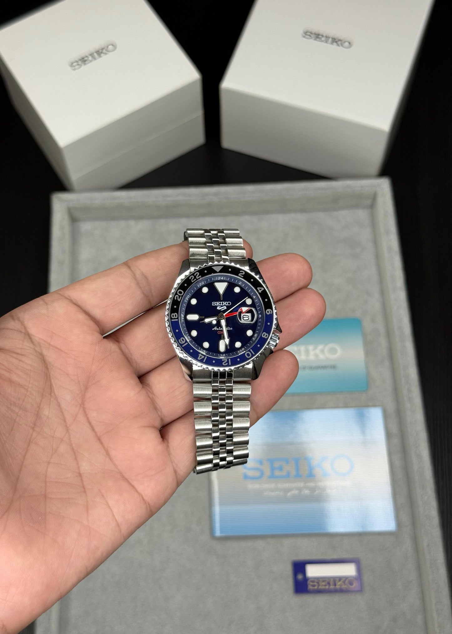 Silver Blue Metal Watch