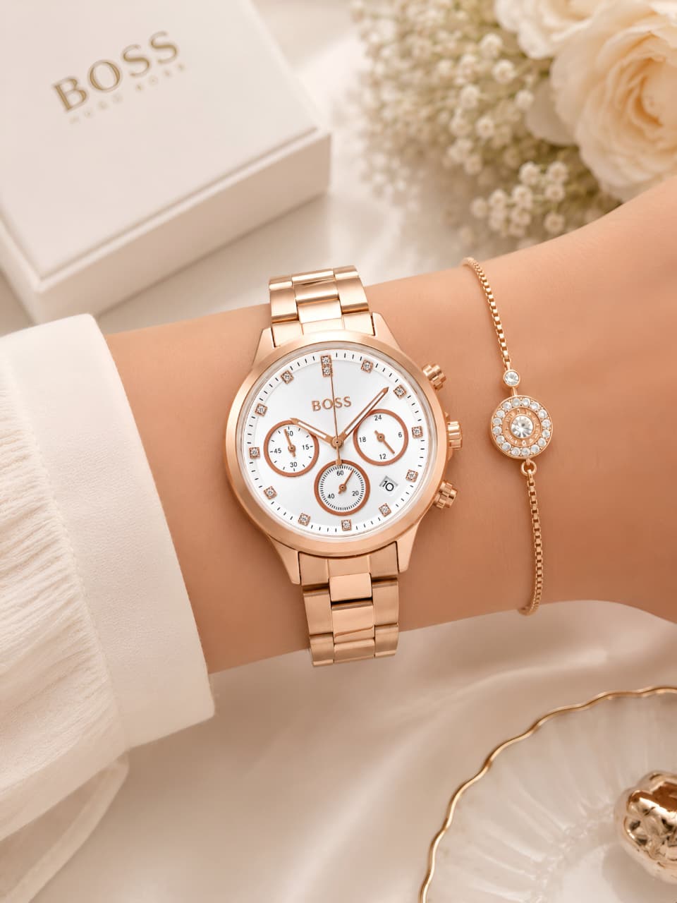 RoseGold White Metal Women's Watch