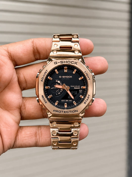 Rose Gold Black Analog Watch