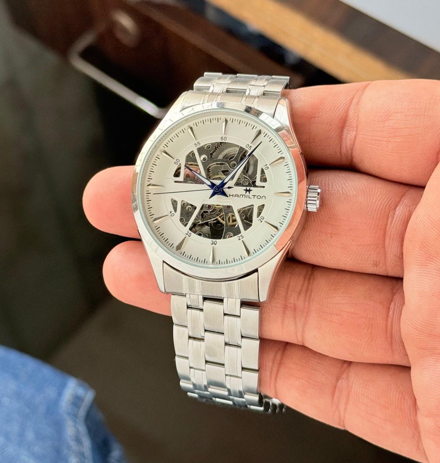 Silver White Automatic Watch