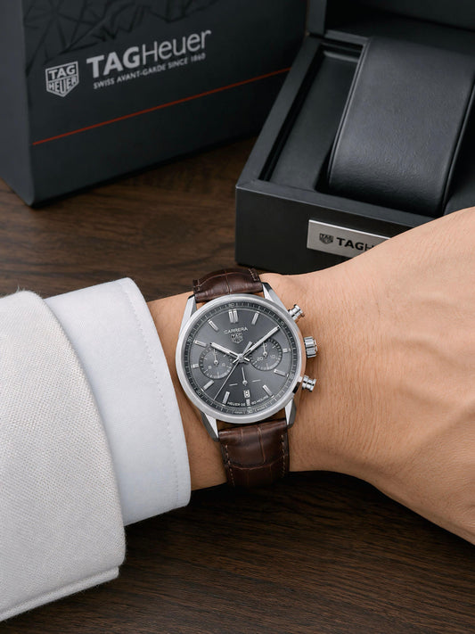 Brown Grey Leather Watch