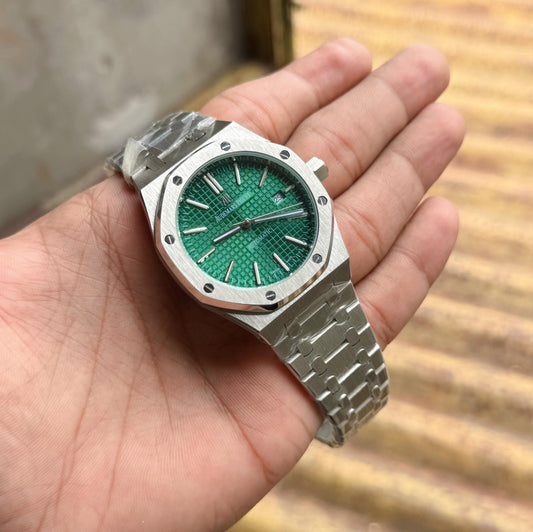Silver Green Automatic Watch