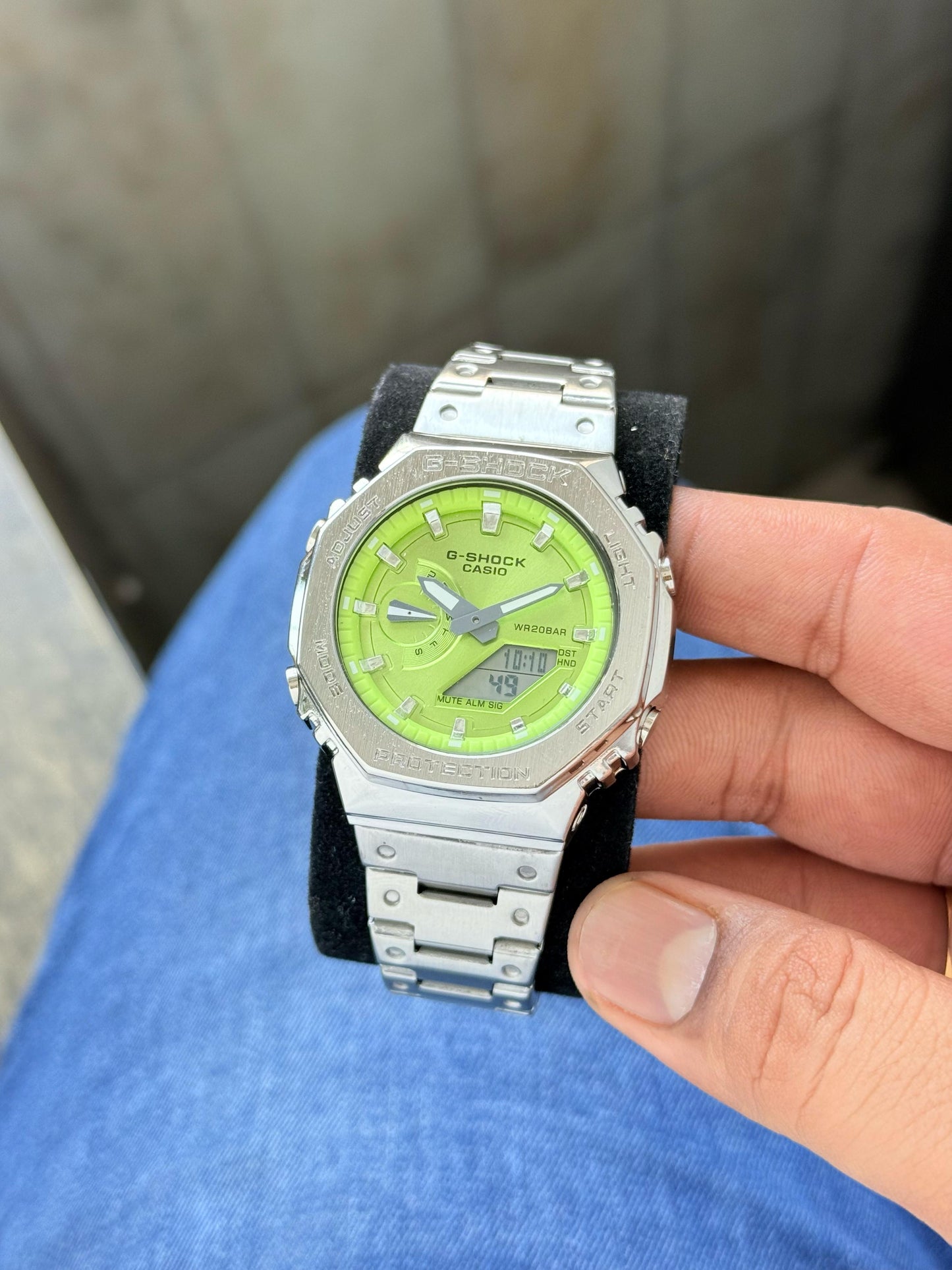 Silver Green Digital & Analog Watch