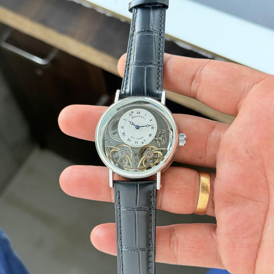 Black Silver Transparent Watch