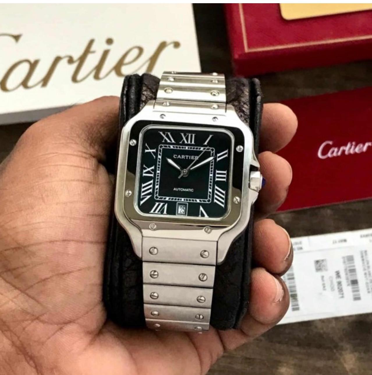 Silver Black Square Automatic Watch