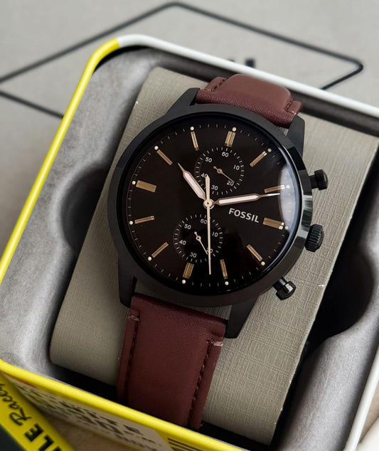 Brown Black Chronograph Watch