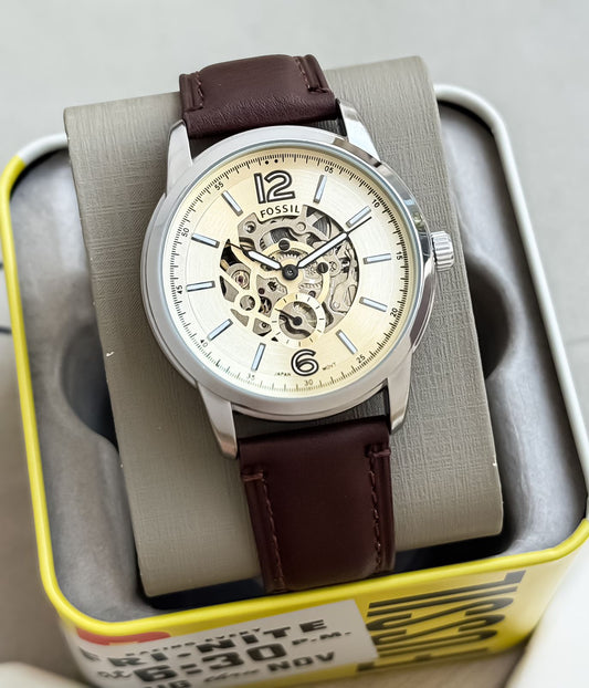 Brown White Automatic Watch