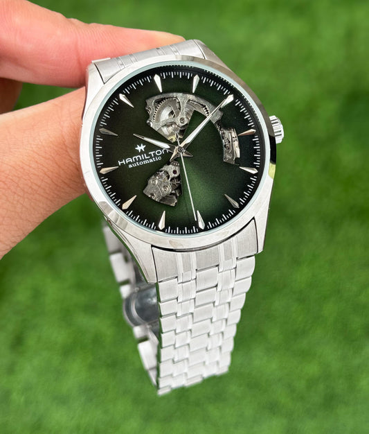 Silver Green Automatic Watch