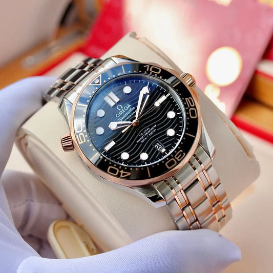 Silver Rose Gold Black Automatic Watch