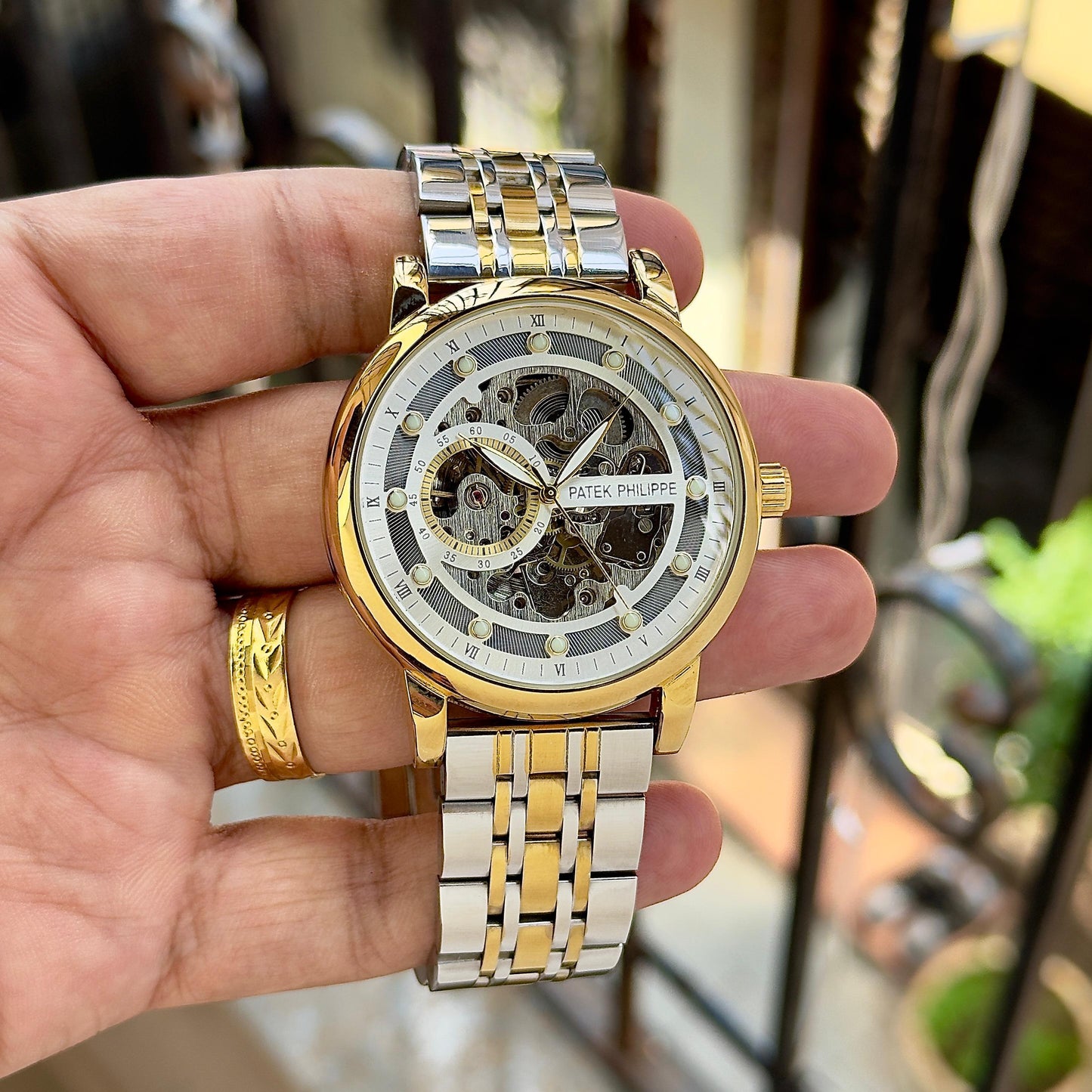 Gold Silver Automatic Watch
