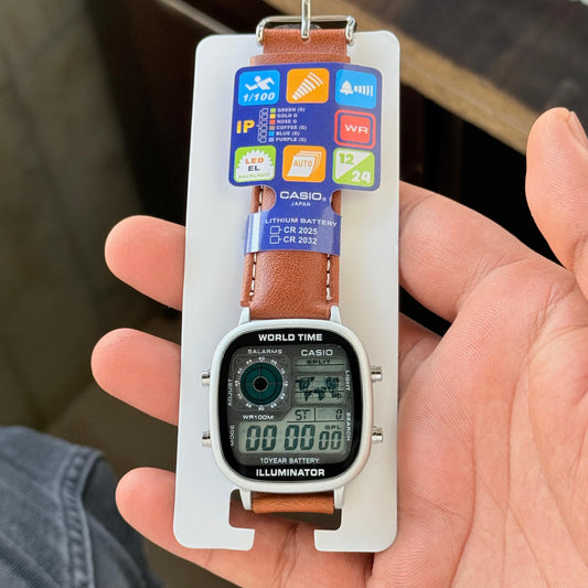 Tan Brown Black Digital Watch