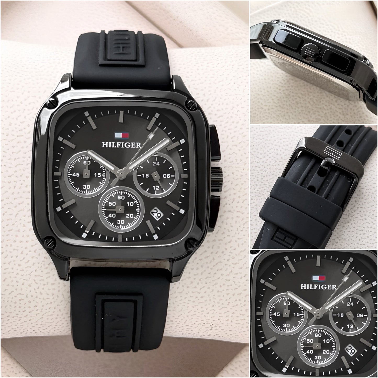 Black Square Chronograph Watch