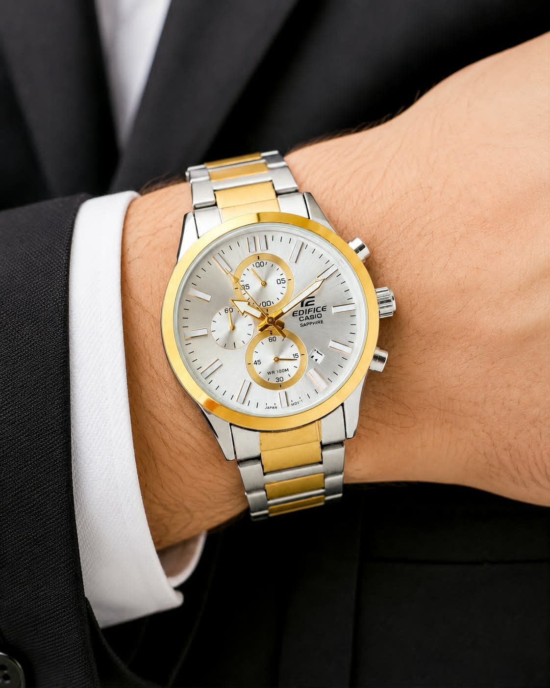 Silver Gold Chronograph Watch