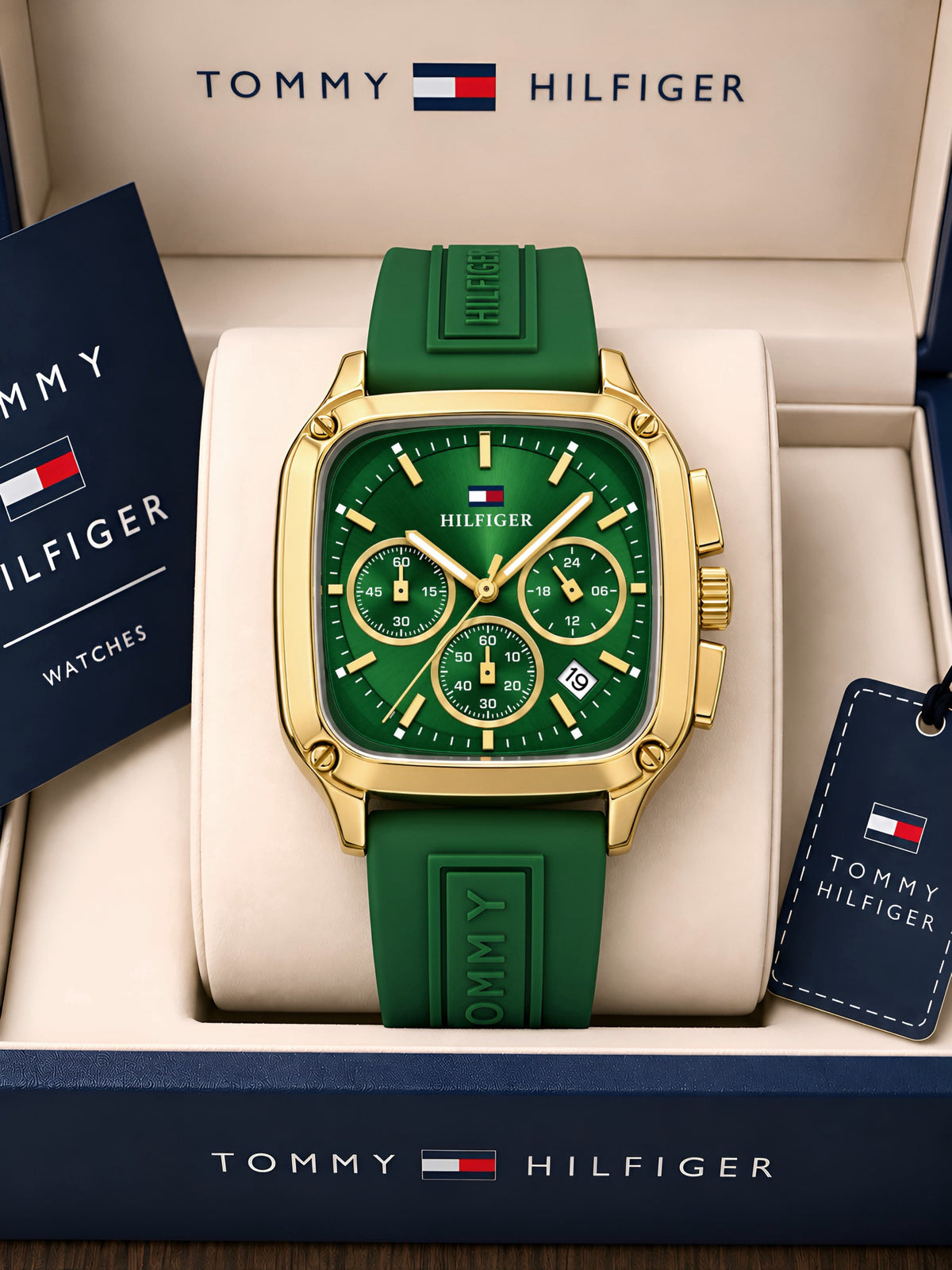 Green Gold Chronograph Square Watch