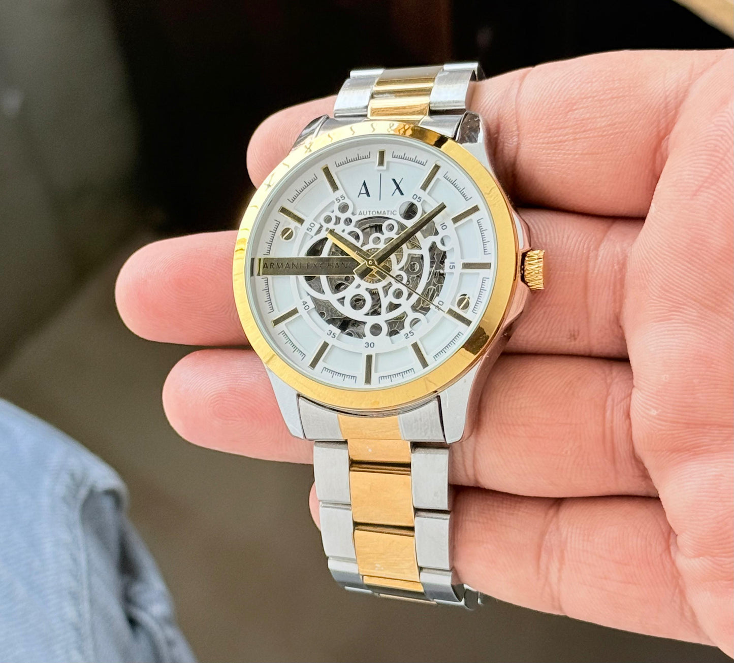 Silver RoseGold Automatic Metal Watch