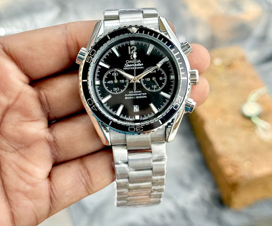 Silver Black Chronograph Watch
