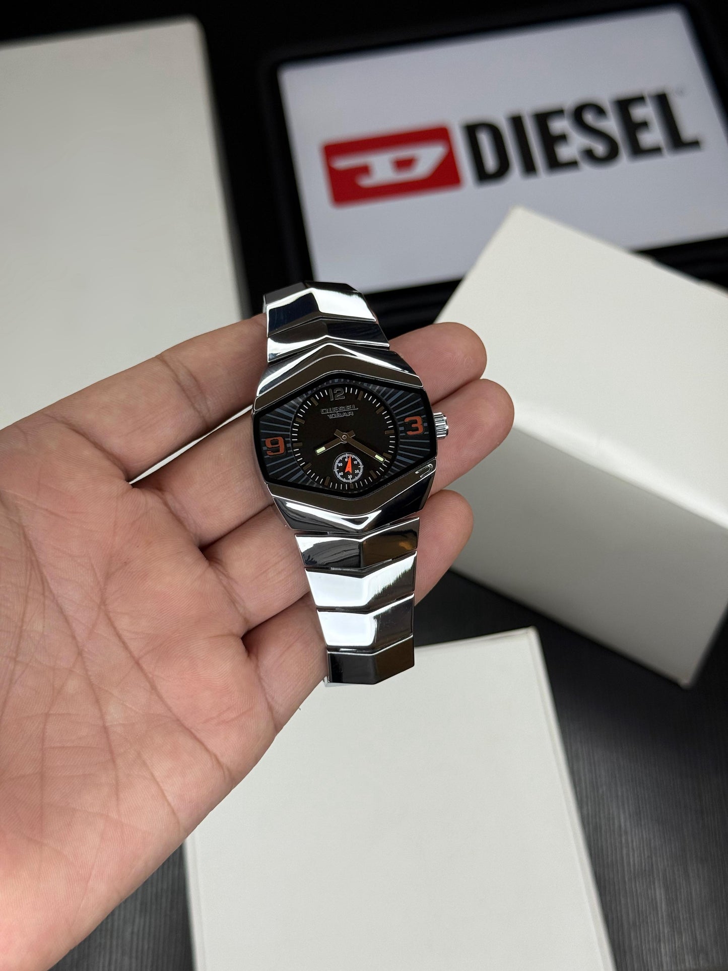 Silver Black Metal Watch