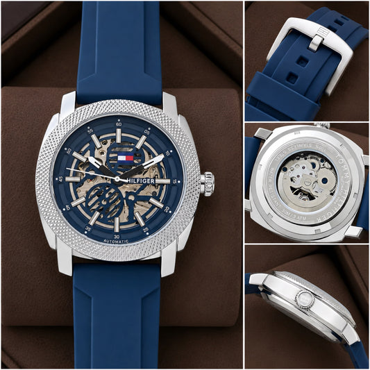 Blue Silver Automatic Watch