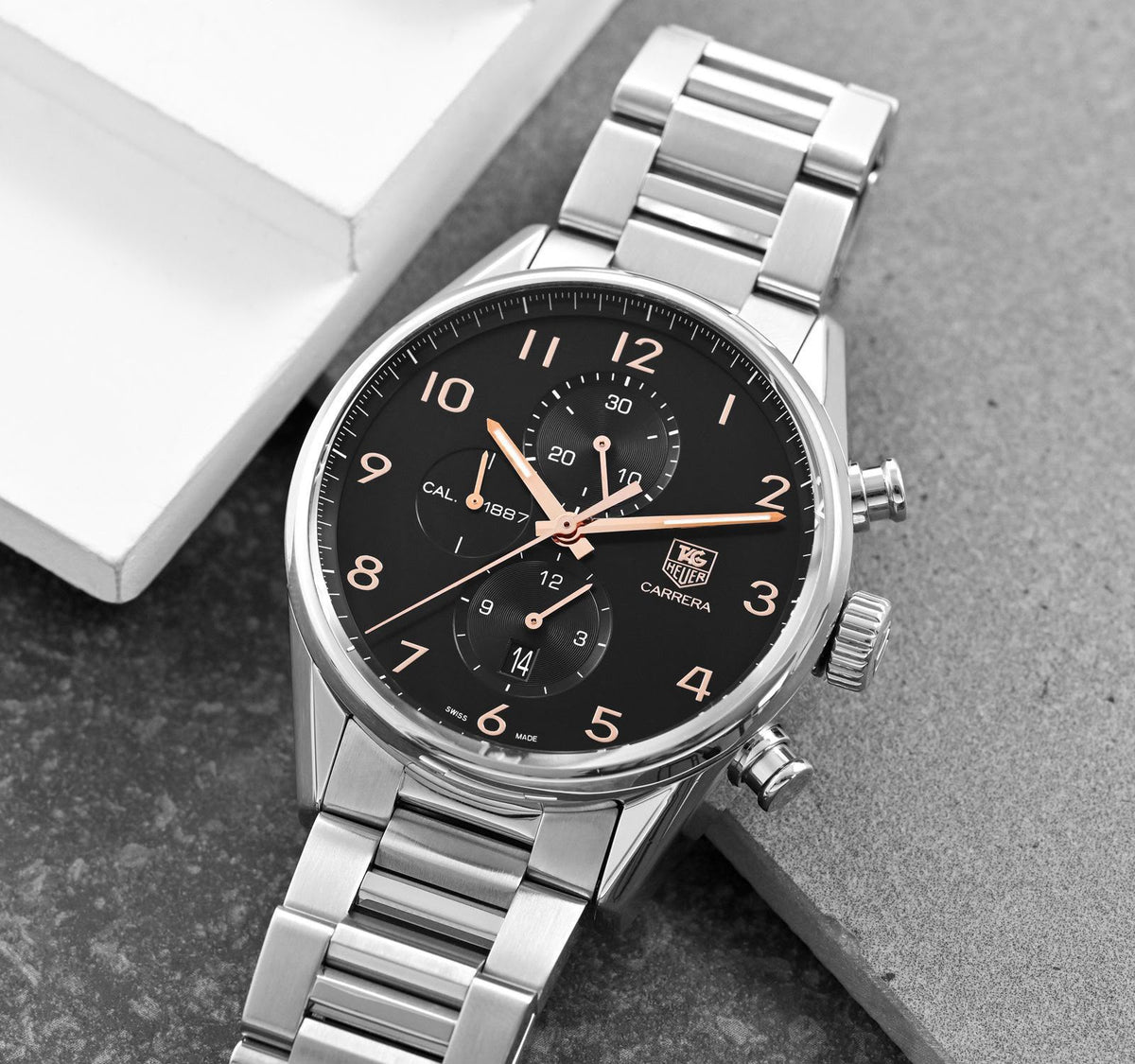 Silver Black Chronograph Watch