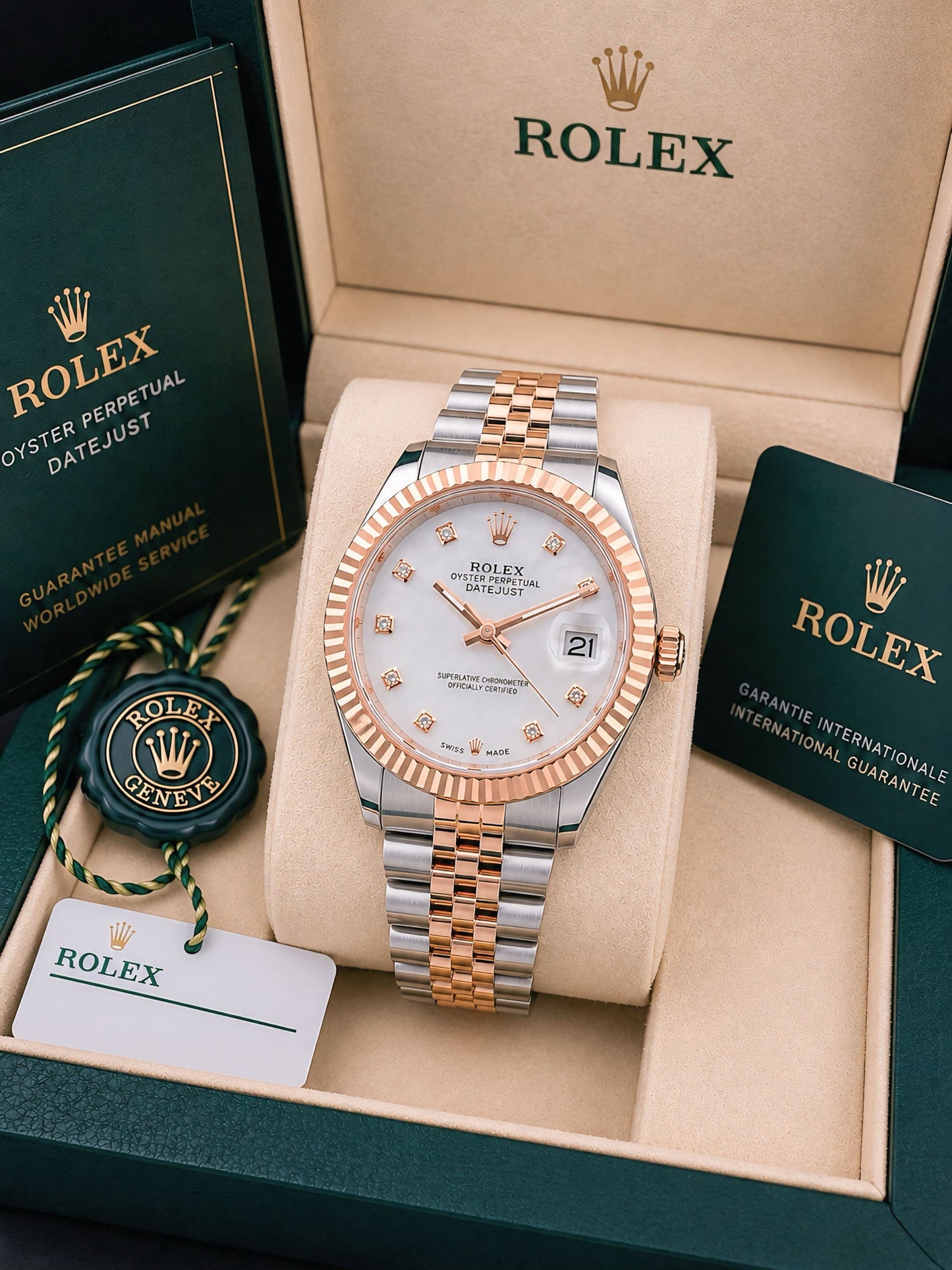 Silver Rose Gold White Premium Automatic Watch