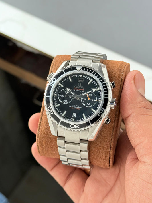 Silver Black Chronograph Watch