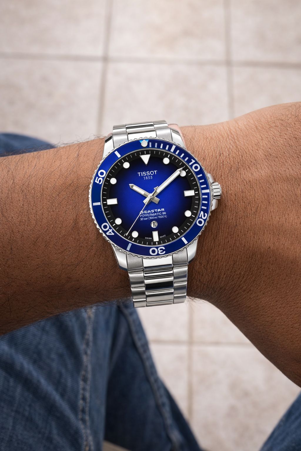 Silver Blue Metal Watch