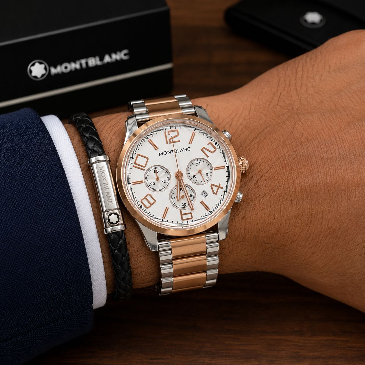 Dual tone White Dial Metal Watch