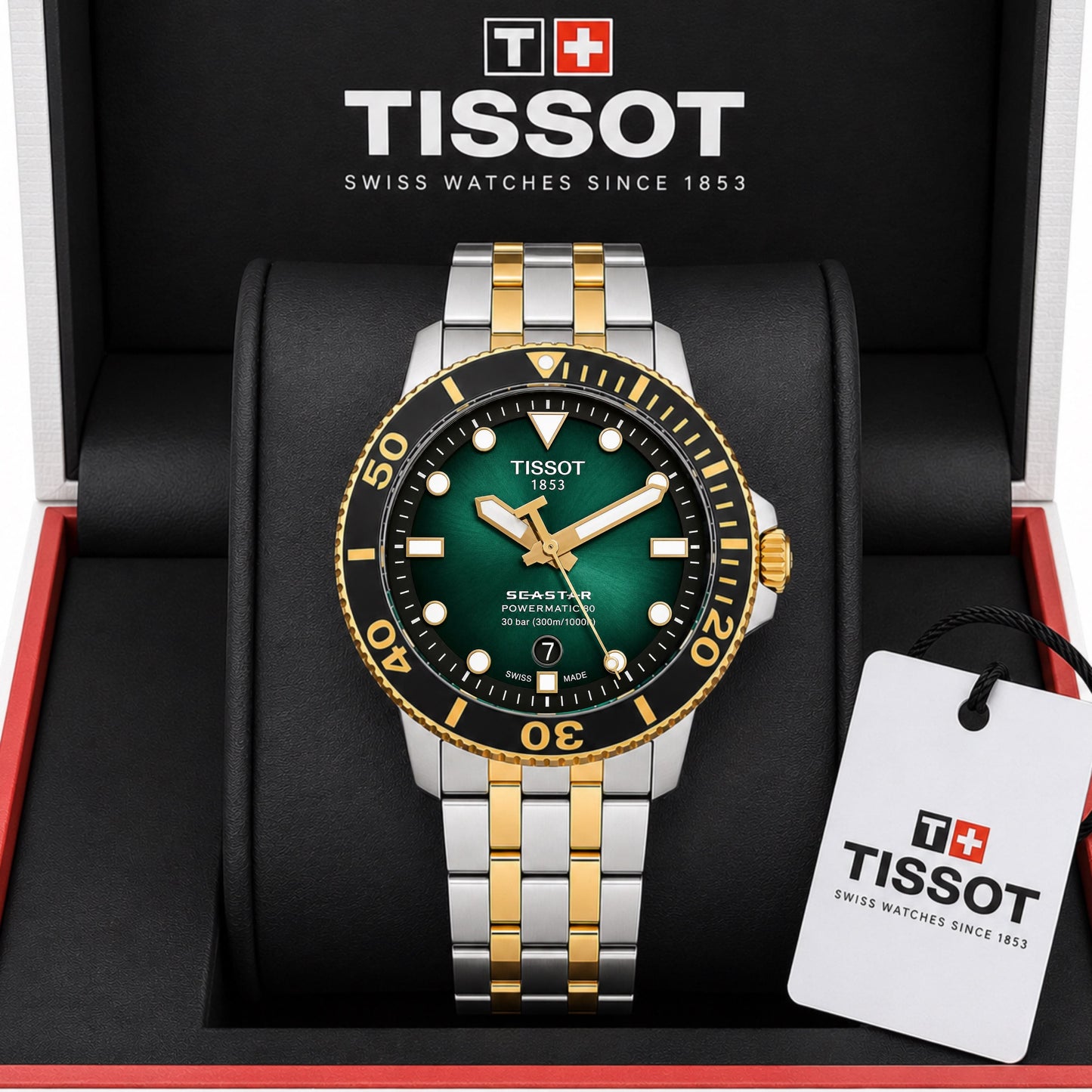 Silver Gold Green Automatic Watch