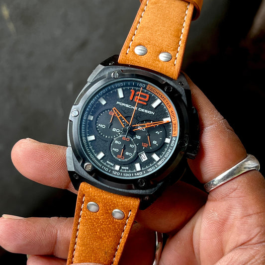 Tan Black Chronograph Watch
