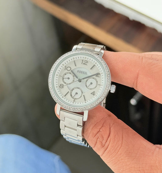 Silver White Chronograph Women's Watch
