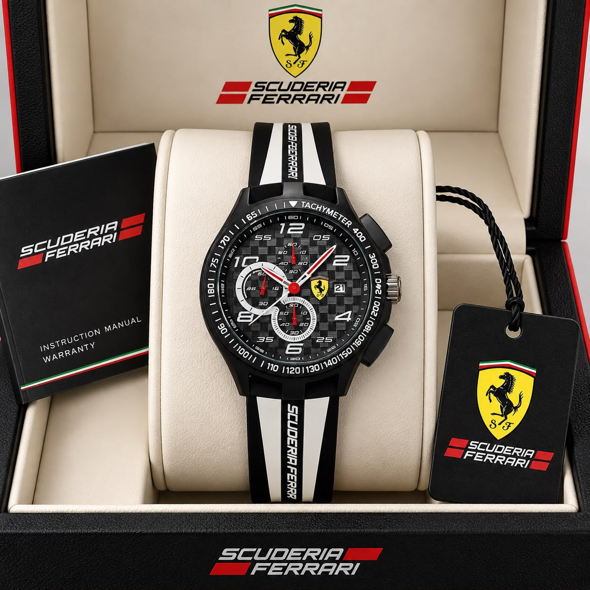 White Black Sport Chrono Watch