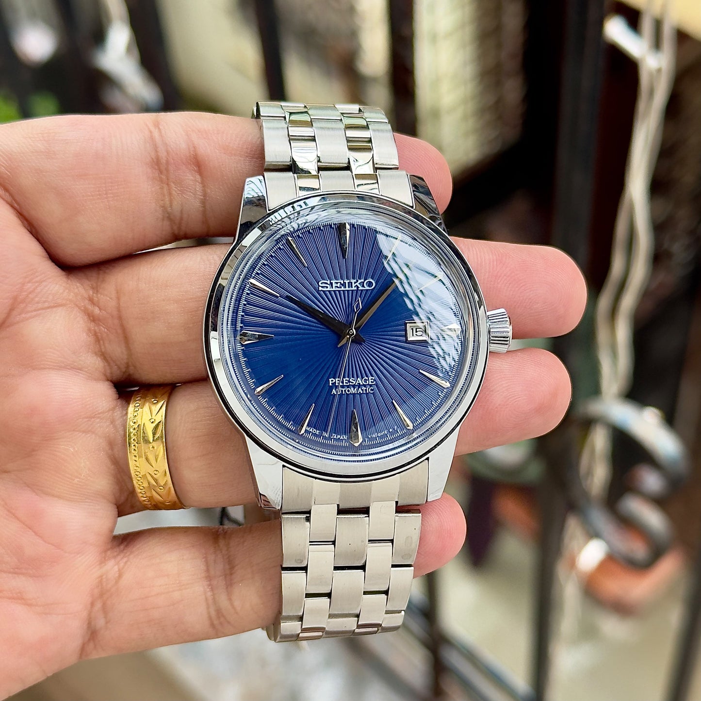 Silver Blue Automatic Watch