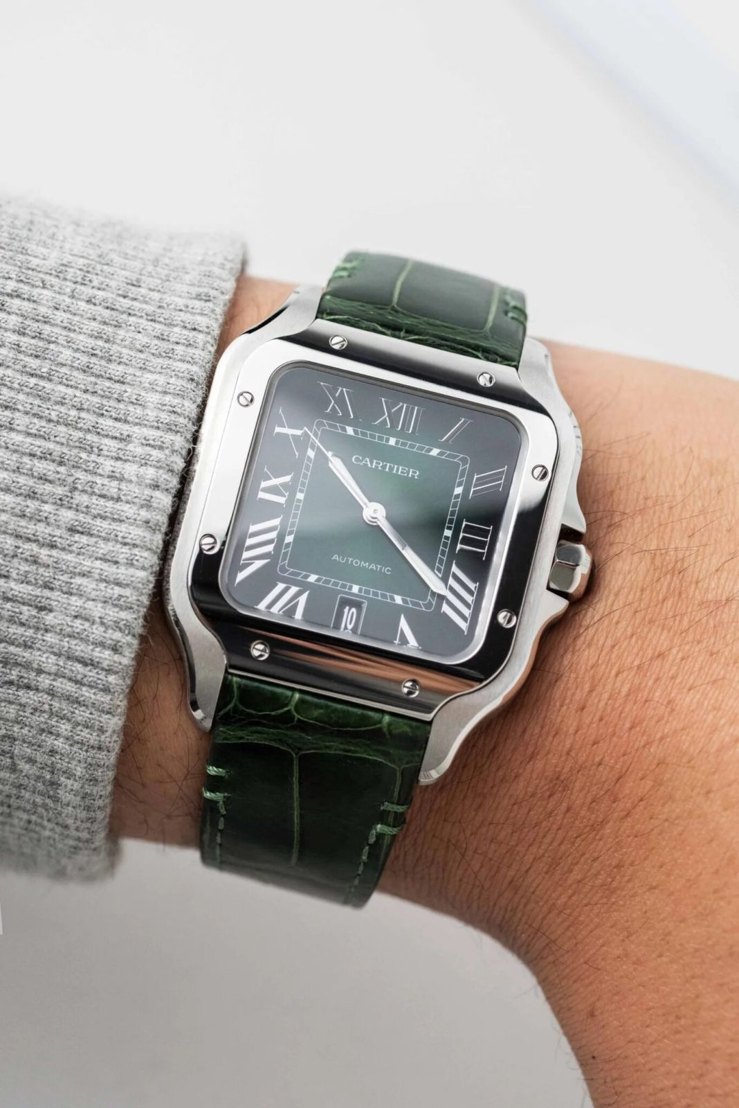 Green Silver Automatic Watch